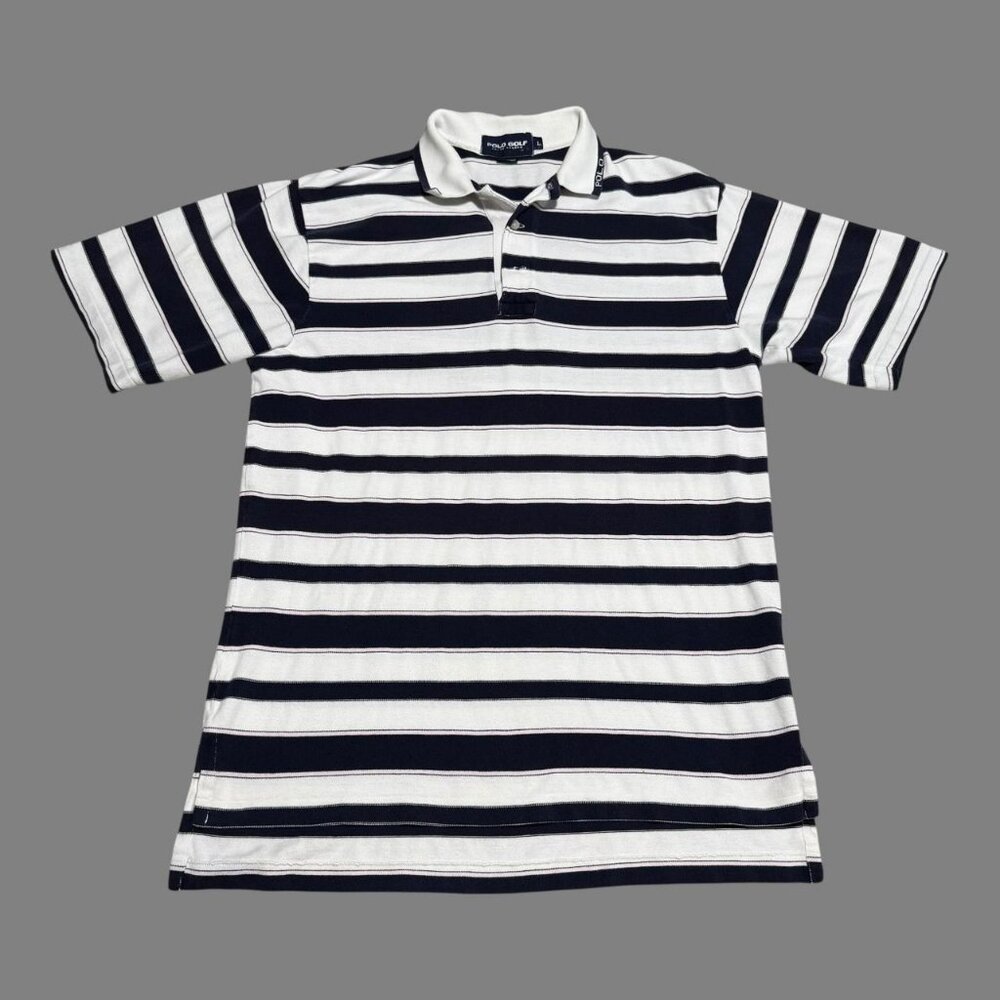 Vintage Polo Ralph Lauren Golf Striped Logo Polo Shirt Adult Large